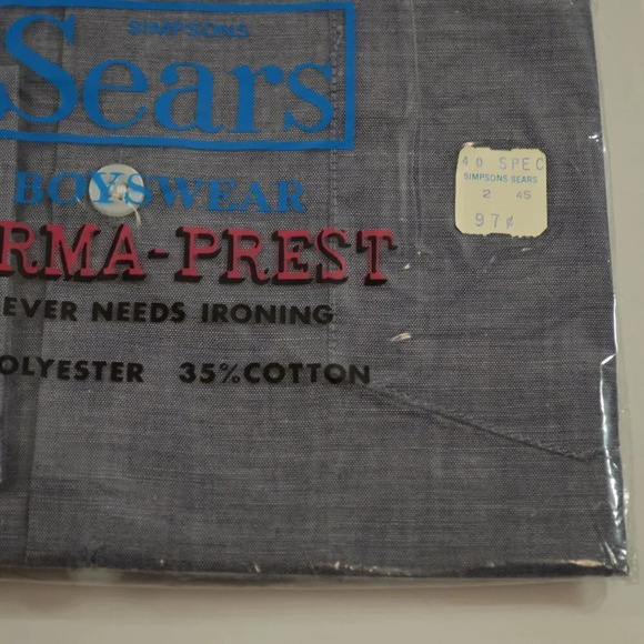 Sears Boys Collared Shirt Size 12  Vintage NEW - Picture 3 of 7
